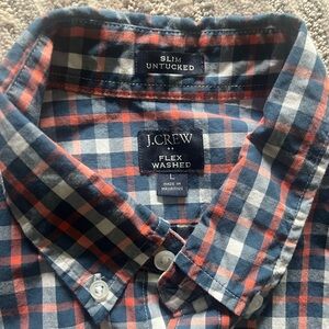 J. Crew Men’s Button Down Slim Untucked Shirt (Blue/Orange/White)